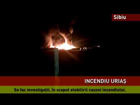 Incendiu uriaș, la un depozit de uleiuri și vopseluri din Sibiu