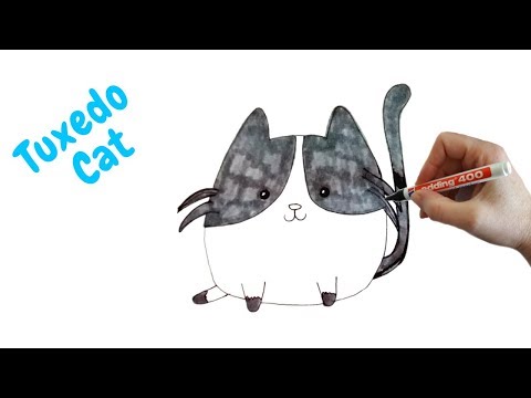 video-linktoworks-How to draw a Tuxedo Cat - YouTube