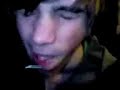 sam picking his nose with scaffold piercing through his lip