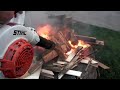 Starting a fire with leaf blower Starting a fire with leaf blower