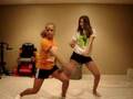 two girls dancing crazy