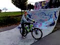 Bergamont Kiez-Jump over funbox + hit the bike with a sk8board