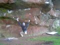 Stu on Wrong's Traverse F7b