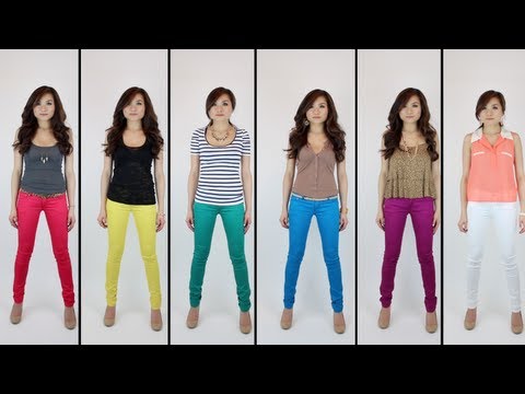 how to wear purple skinny jeans