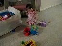Emma hugs Abby and Plays with Blocks
