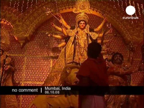 hindu festival - http://www.euronews.net Indians began celebration of the biggest Hindu festivals in honour of the Goddess Durga.
