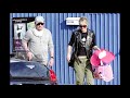 exclusive____ johnny hallyday, laeticia, jade and joy at the school and later enjoy a time together with a ride in bentley convertible in pacific palisades, ...