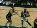 no one will ever forget mj's last game as a chicago bull. with the bulls down by 3 with under a minute left in the forth quarter of game 6, jordan drove to the basket for a tough layup, stole the ball from karl malone and then crossed over bryon russell for the classic gamewinning jumpshot and his 45th point of the game.

8 games into his comeback with the wizards in 2001, jordan again faced the jazz, and picked up where he left off in 1998 against his old friends stockton and malone.

jordan scored 44 points on 17-33 shooting, in his first 40 point game as a wizard (in the regular season). he also added 7 rebounds and three assists.

but the most enjoyable part of the game was jordan once again tormenting bryon russell (the late 90s version of craig ehlo). on two possessions with russell guarding him, jordan crossed russell over and hit the jumpshot in his face, bringing back fond memories from the shot in 1998.

enjoy