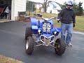 Riding my banshee around on the street after I finished breaking in a freshly rebuilt motor. 2001 Banshee, fresh .020 overbore w/ Wiseco pistons, +4mm Hot Rods welded stroker crank, FAST Racing coolhead w/ 21cc domes, FAST Racing clutch setup, VForce 3 reeds, FMF Fatty's w/ PowerCore2's, Pro Design impeller & cover, RS adj. stator plate @ +2 degrees, modified shift star and Shift Pro mod, TORS removed, K&N pod filters w/ Outerwears, ProTaper Contour bars w/ Trail Tech clamp, DG bumper, Extreme Fabrication off-road grab bar, PRM skid plate, ITP wheels. 180psi compression running 50:50 mix of VP C12 108 octane and pump 93 octane with Klotz Super Techniplate @ 40:1 gas/oil mix.