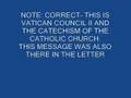 SEDEVANTIST  AGREES  WITH  VATICAN  COUNCIL II