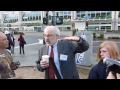Saturday, February 20, 2010 - Annual AAAS Meeting (American Association for the Advancement of Science) at the San Diego Convention Center. Scientist Alan Robock, Rutgers University, meets with protesters before his scheduled session, 