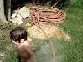 Boober watering the lawn