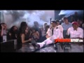 Miguel Leg Drops 2 Girls While Trying To Jump Over Crowd!
