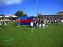 panmure runnin throught he banner in 17s grand final