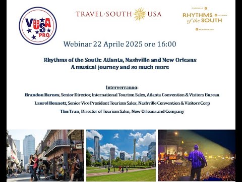 Video 22-4-2025 Rhythms of the South: Atlanta, Nashville and New Orleans - A musical journey and so much more. Argomenti: top attracti