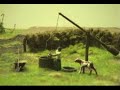 Animated scene on HO-scale model railroad layout.