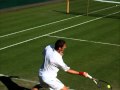 2010-03-07 | Marat Safin playing at Wimbledon 2009 1/4 ~> Marat warming up with Jesse Levine in the 1st round at Wimbledon (<span>0:)