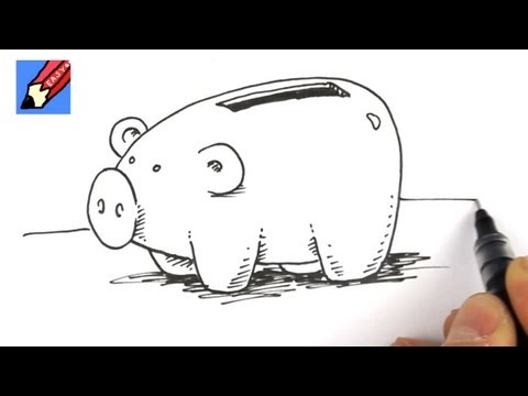 how to draw piggy bank