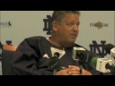 notre dame's offensive line gets plenty of blame for last season's sack total, but there's responsibility to be spread. charlie weis talks about how jimmy clausen's better understanding of protection schemes can help. the irish head coach also touches on two freshmen that have made positive impressions during training camp: steve filer and trevor robinson