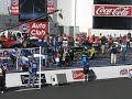 Jerry Toliver does his burnout prior to his third round qualifying attempt at the Carquest Auto Parts NHRA Winternationals at Auto Club Raceway at Pomona.