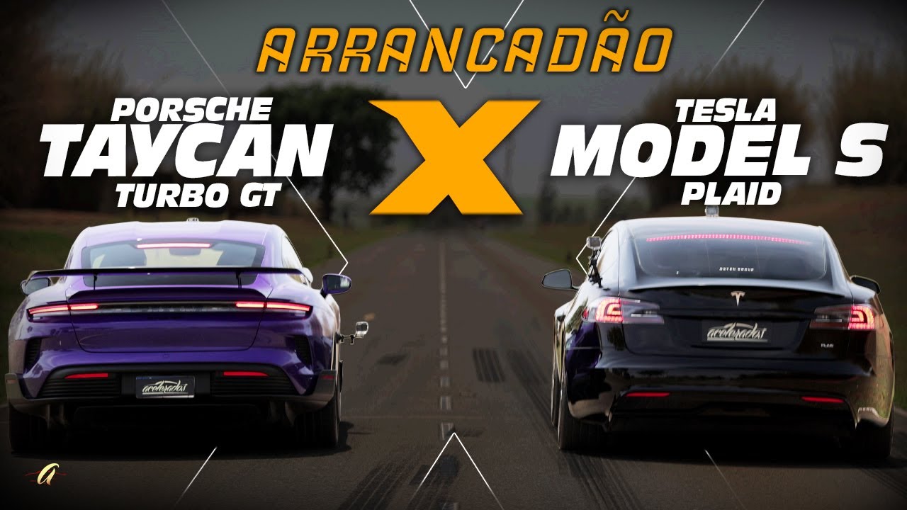 2.068 CV NA ARRANCADA! Porsche Taycan Turbo GT x Tesla Model S Plaid em uma disputa INSANA NA PISTA