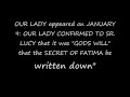 SR. LUCY OF FATIMA struggles to tell THE THIRD SECRET