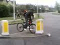 Dan tries to knock over a bollard