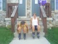 me and casey going down steps with skates on