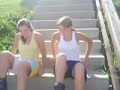 me and casey going down steps with skates on