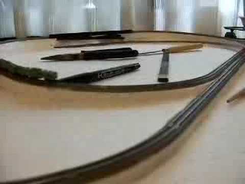 T gauge model train .  Making movie of My 3mm RR  Vol1.
