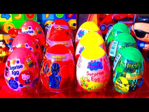toys - Yay! Unwrapping 12 surprise eggs including Hello Kitty, Peppa Pig, Shrek Movie Eggs & Samurai Power Rangers Surprise Eggs! The surprise eggs are very similar...
