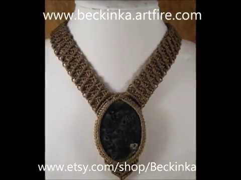 Handmade Gypsy Macrame Jewelry with Semi-Precious Gemstones OOAK by Beckinka .wmv