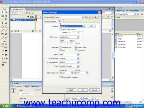 Flash tutorial integration with Adobe Training Lesson HTML 16.2