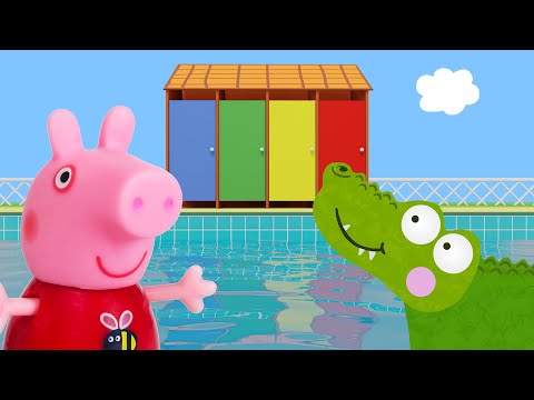 Peppa Pig Game | Crocodile Hiding in Peppa Pig Toys - Peppa Pig Swimming Fun Playset