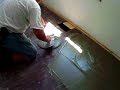 Preparing subfloor with polymer cement Preparing subfloor with polymer cement