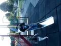 Alan Wilkins gets stuck on a slide