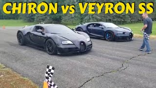 Bugatti Chiron vs Veyron SS racing on the runway