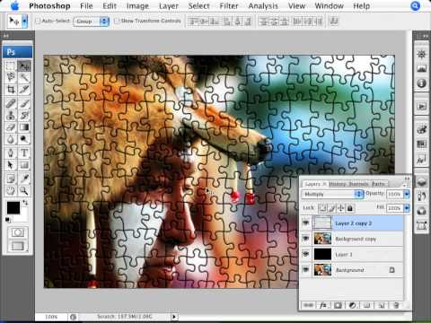 Learn Photoshop - How to convert an image to the puzzle - YouTube