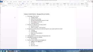 Trading Volitile Markets - How to manage RIsk and Volatility