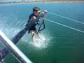 5 year old Ash barefoot waterskiing