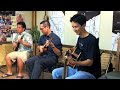 Performance by Herb Ohta Jr., David Kamakahi, and Jon Yamasato at Koaloha Ukulele. The friendly, intimate event was for 