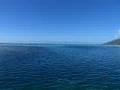 Moorea (Vue du lagon de notre bungalow sur pilotis)