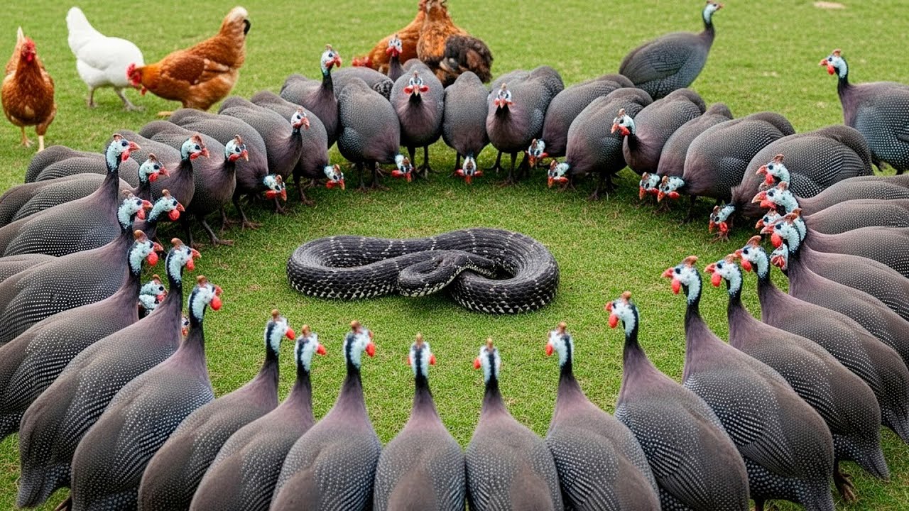 QUANDO GALINHAS D'ANGOLA CERCAM A COBRA ISSO ACONTECE