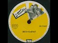telefunken master 55622-1, rec. berlin, 1954.
fred old�rp (vocal, acc.), eddie rothe (voc, g), mischa andrejew (voc, b).
the three young musicians met during a tango recording session of the radio berlin dance orchestra in 1946 - fred old�rp was the only musician in berlin after the war able to play the bandoneon! the group's individual sound paired with humour and youthful charm soon gained them a strong following.
this selection was recorded at a moment when the rearmament of germany after world war ii was discussed most heatedly. most politicians were in favour af it, many of the common people were against it - as were the travellers. they felt that most officers of the new bundeswehr would have to be members of the old wehrmacht and in satirical form criticized the general amnesty that was about to take place (president eisenhower had already given his ok), whereas most of the lower ranks had even trouble finding jobs in the ruined country. well, we know who was right and who won ... their record company does not seem to have shared their opinions, as the telefunken brand is conspicuously absent from the label.
the title of this song is derived from the mg 08/15, the machine gun most frequently used by the german wehrmacht in the two world wars.