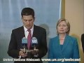 maximsnewsnetwork: 23 september 2009 - untv: united nations media stakeout: he mr. david miliband, britain's foreign secretary on behalf following the p5 meeting on e3 + 3 on iran nuclear program including he hillary rodham clinton, us secretary of state and he bernard kouchner, france's foreign minister and the group of p5 on iran and nuclear non-proliferation outside the un security council at un headquarters in new york. maximsnewsnetwork: news network for the united nations and the international community. see: www.maximsnews.com. 