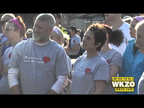 Runners in Kalamazoo gathered to raise funds for One Fund Boston to help the victims and their families recover from the Boston Marathon bombings. Runners in Kalamazoo gathered to raise funds for One Fund Boston to help the victims and their families recover from the Boston Marathon bombings.