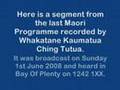 Tribute - Whakatane Kaumatua Ching Tutua on Radio 1XX