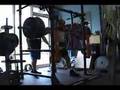 Brian Schwab raw squatting 465 and 525.