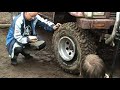Repairing a wheel using gas and a lighter