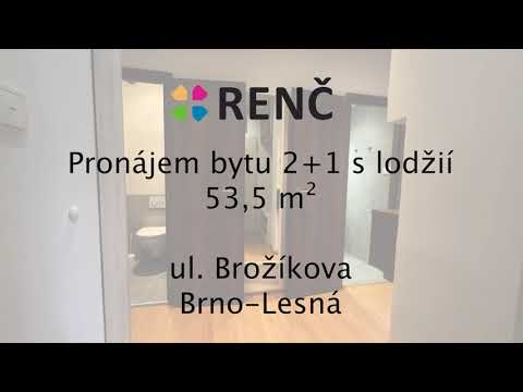 Video Pronájem zděného bytu 2+1 (53,5 m2) s lodžií na ul. Brožíkova, Brno - Lesná